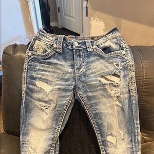 Rock Revival Light Blue Distressed Jeans